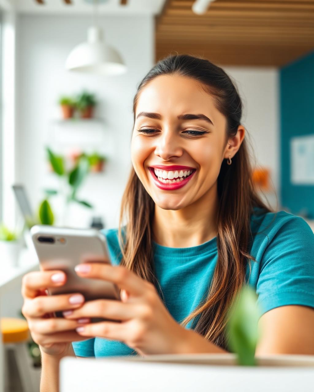 Paciente conversando com a clínica pelo WhatsApp para fechar tratamento